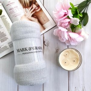 Mark & Graham Gray Ivory Soft Colorblock Throw